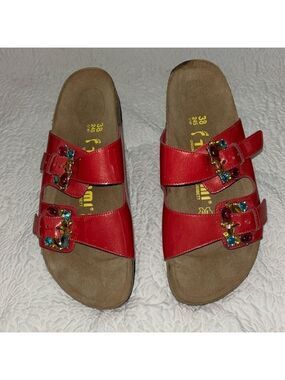 Tatami BIRKENSTOCK Rhinestone Leather Suede Cork Sandals NWOT